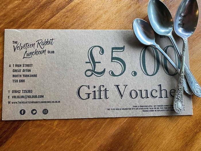 £5 Gift Voucher to Spend at The Velveteen Rabbit Luncheon Club in Great Ayton